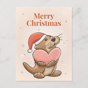 Cartão Postal de Lontra Feliz Natal