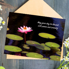 Cartão Postal de Lótus Rosa Com Paz e Serenidade