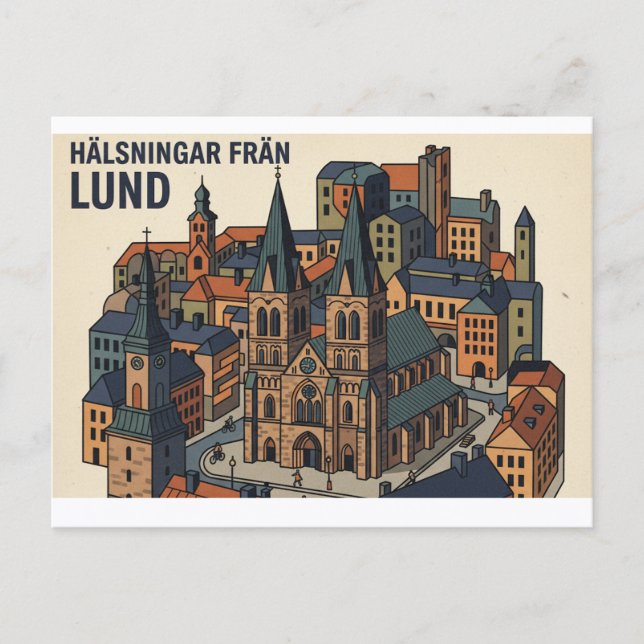 Cartão postal de Lund Suécia (Frente)
