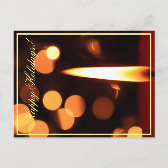 Cartão Postal de Luzes de Velas de Boas Festas (Frente)