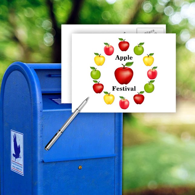 Cartão Postal de Maçãs (Apples Postcard. Personalize with your custom text. Red & Yellow Delicious, Granny Smith, Pink Lady)