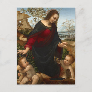 Cartão postal de Madonna e Menino por Leonardo da