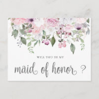 Cartão postal de Madrinha de casamento rosa