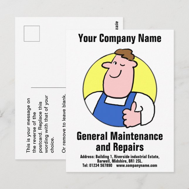 Cartão postal de Manutenção e Reparos de Construçã (Frente/Verso)