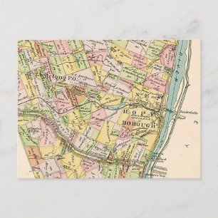 Cartão postal de mapa antigo de New Hope PA