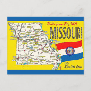 Cartão postal de mapa antigo do Missouri