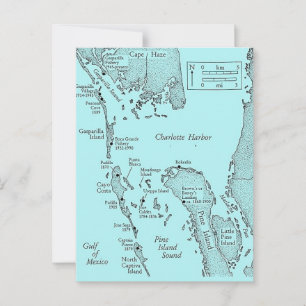 Cartão postal de mapa antigo do Porto de Charlotte