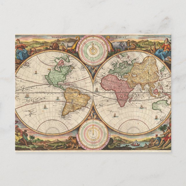 Cartão Postal de Mapa Antigo Mostrando a Eclíptica (Frente)