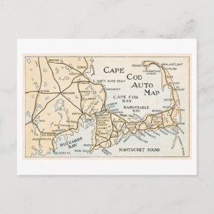 Cartão postal de mapa de automóvel vintage Cape Co