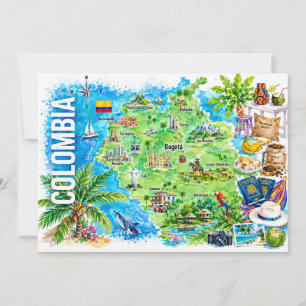 Cartão postal de mapa de viagem em aquarela da Col