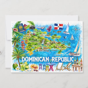 Cartão postal de mapa de viagem em aquarela da Rep
