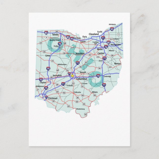 Cartão postal de Mapa Interestadual de Ohio (Frente)