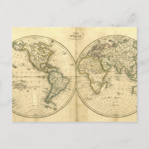 cartão postal de mapa mundial antigo
