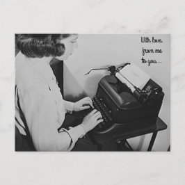 Cartão postal de máquina de escrever retrô com amo