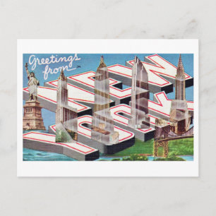 Cartão postal de marcos históricos antigos de Nova