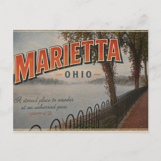 Cartão postal de Marietta Ohio (Frente)