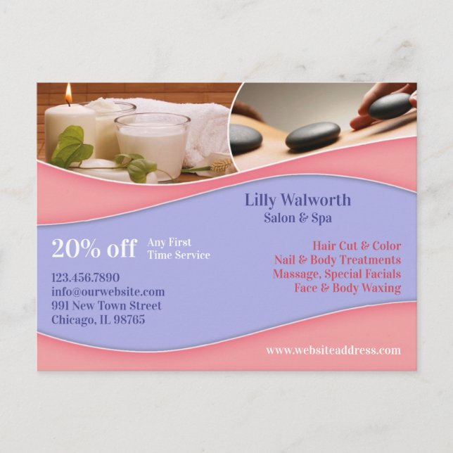 Cartão postal de Massagem de Bela Spa (Frente)