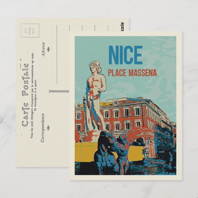 Cartão postal de Massena Squena Nice France (Frente/Verso)