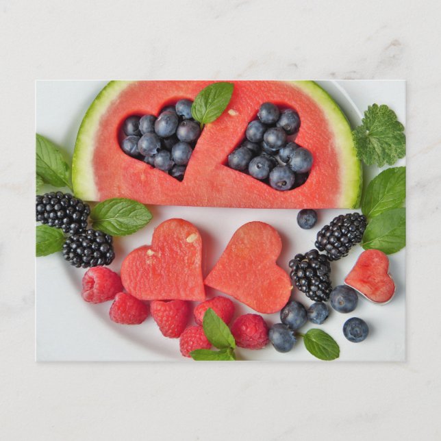 cartão postal de melão e bagas (Frente)