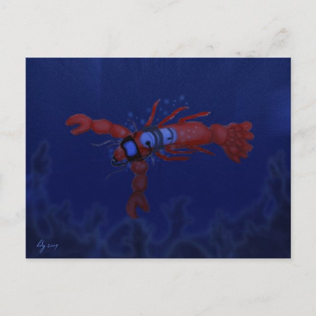 Cartão postal de mergulho de lagosta (Frente)