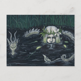 Cartão Postal de Mermaid Gótica e Pântano de Dragã