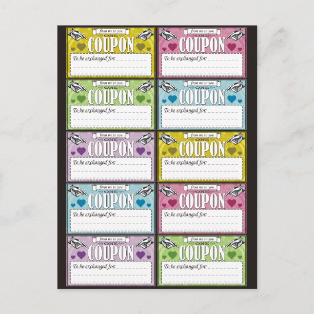 Cartão Postal De mim para vocês, cupons (Frente)