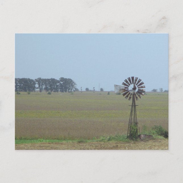 Cartão postal de moinho de vento rural (Frente)