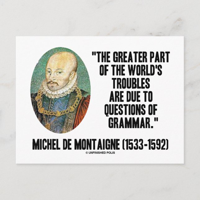 Cartão Postal de Montaigne Questões de Gramática (Frente)
