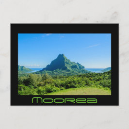 Cartão postal de Moorea verde com texto preto