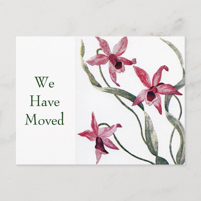 Cartão Postal de Mudança de Endereço com Orquídea  (Frente)