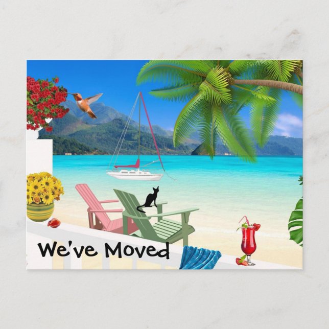 Cartão Postal de Mudança de Endereço em Aquarela (Frente)