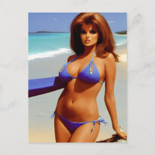 Cartão Postal de Mulher na Praia