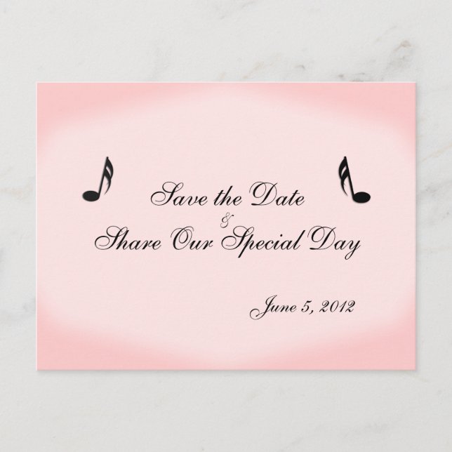 Cartão postal de música cor-de-rosa para salvar a  (Frente)