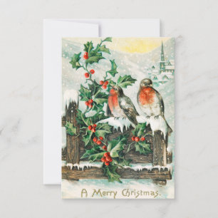 Cartão postal de Natal antigo com piscos