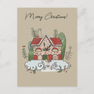 Cartão postal de Natal Casa de Biscoito de Gengibr