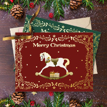 Cartão postal de Natal Cavalo de Pau com folha de