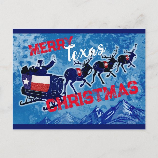 Cartão postal de Natal com bandeira do Texas feliz (Frente)