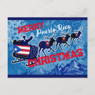 Cartão postal de Natal com bandeira feliz Porto Ri