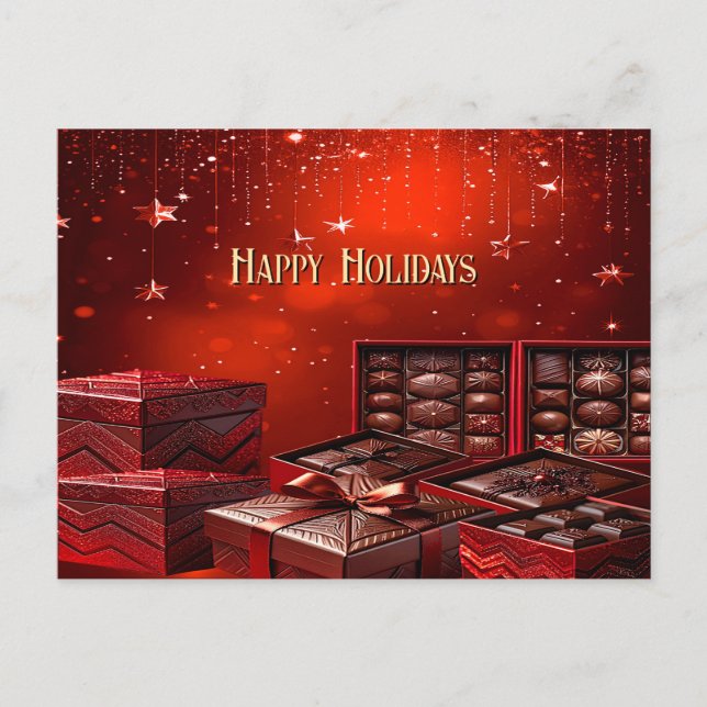 Cartão postal de Natal com doces de chocolate (Frente)