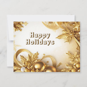 Cartão postal de Natal com Folhas Douradas