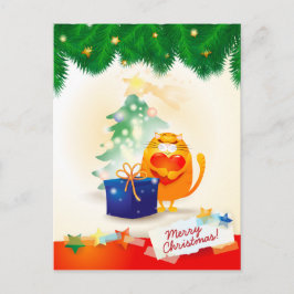 Cartão postal de Natal com gatinho doce