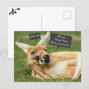 Cartão postal de Natal da Austrália; canguru