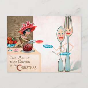 Cartão postal de Natal da Vintage Victorian Wood D