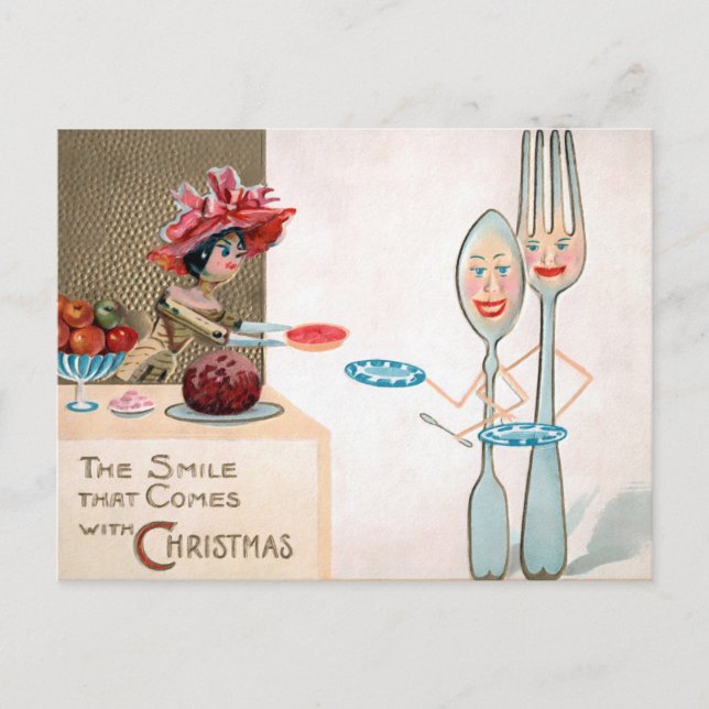 Cartão postal de Natal de boneca de madeira vitori (Frente)