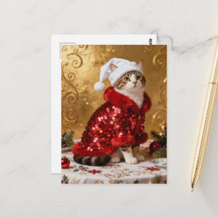 Cartão postal de Natal de gato adorável