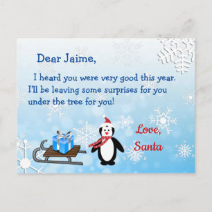 Cartão postal de Natal de Papais noeis para uma c