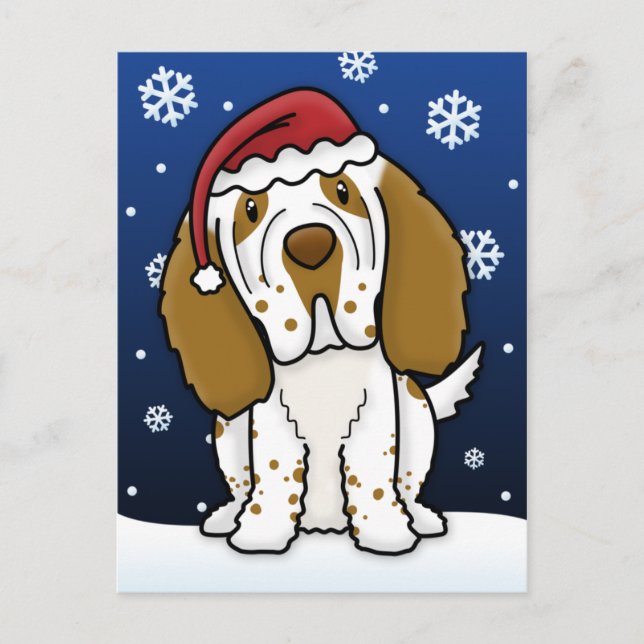 Cartão postal de Natal do Clumber Spaniel Kawaii (Frente)