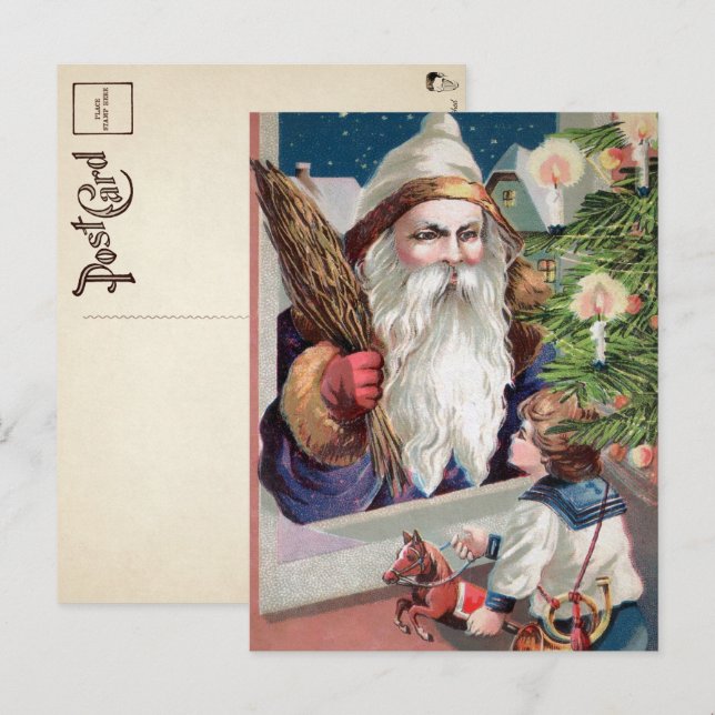 Cartão postal de Natal do Papai Noel Mau Vintage (Frente/Verso)