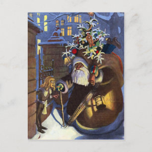 Cartão Postal de Natal do Papai Noel Ruim Antigo