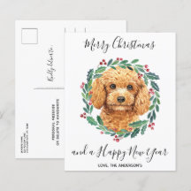 Cartão-postal de Natal Elegante para o Poodle do O